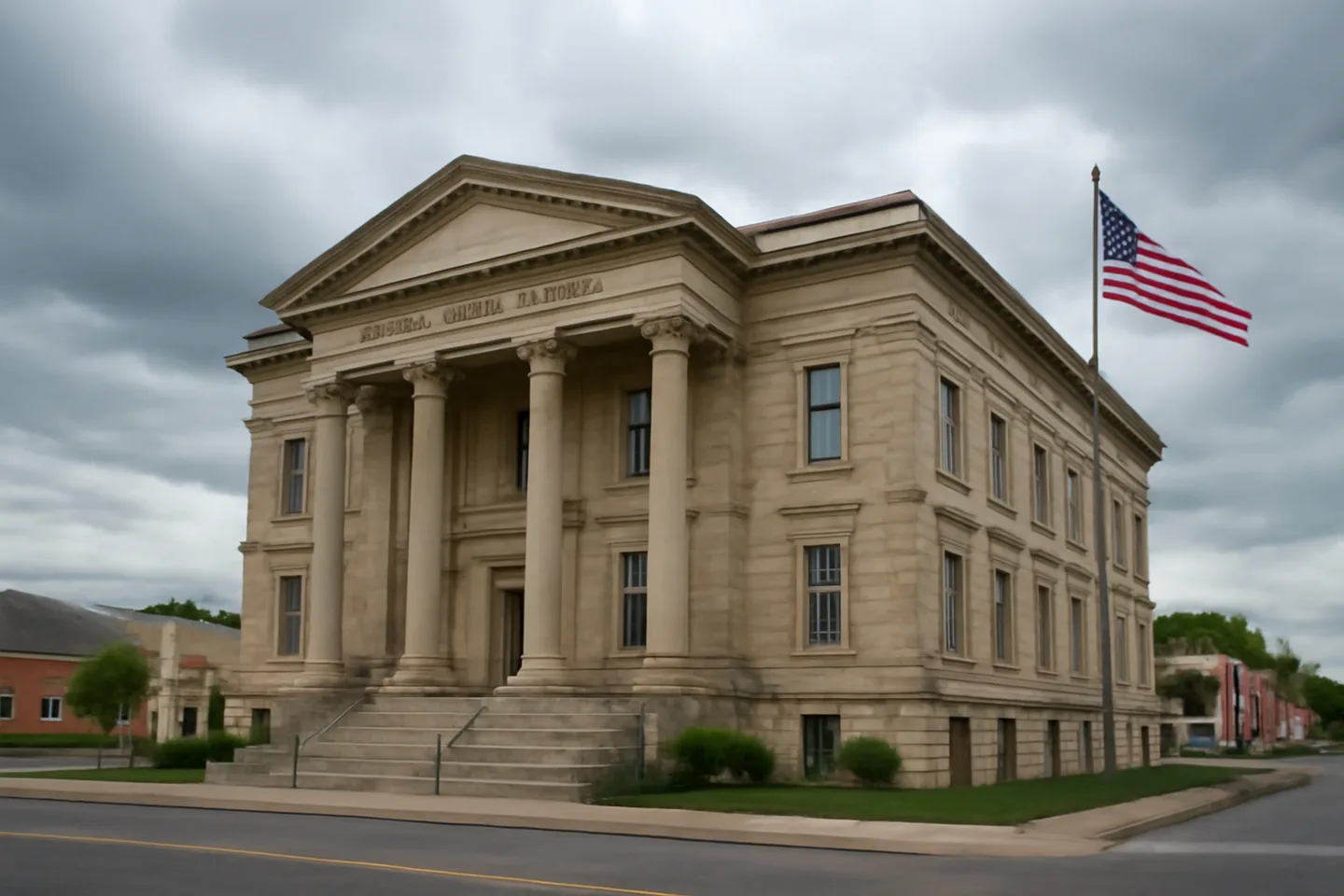 County courthouse exterior in a small town