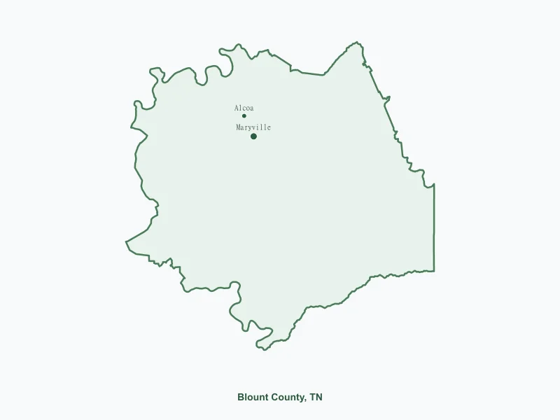 Map of Blount County, TN showing major cities