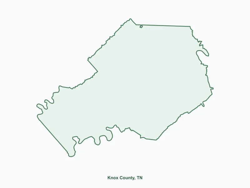 Map of Knox County, TN showing major cities