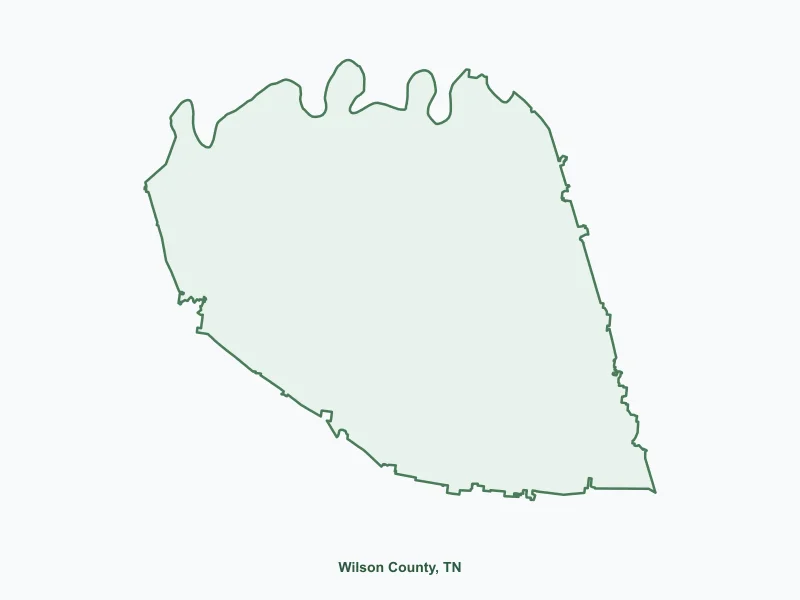Map of Wilson County, TN showing major cities
