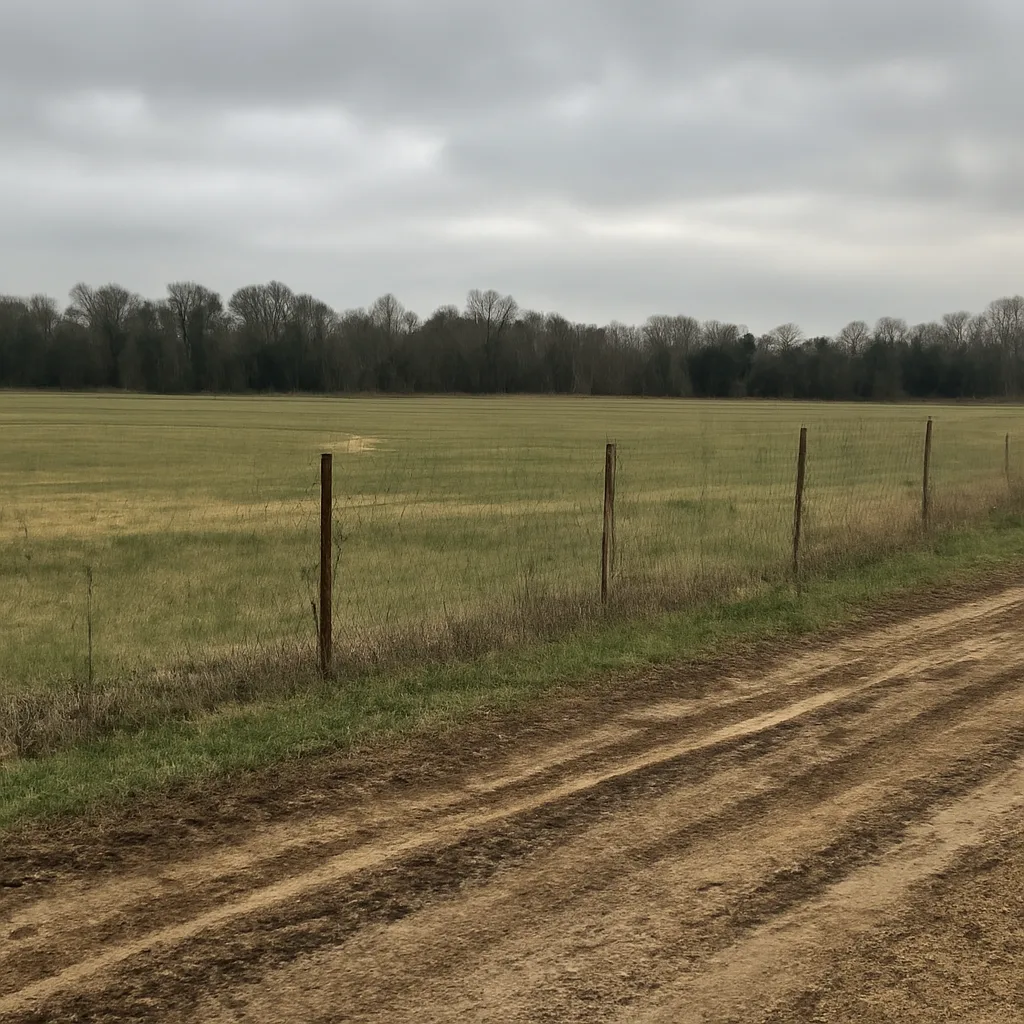 Rural acreage with open grassland and conifer forest in Wilson County, Tennessee